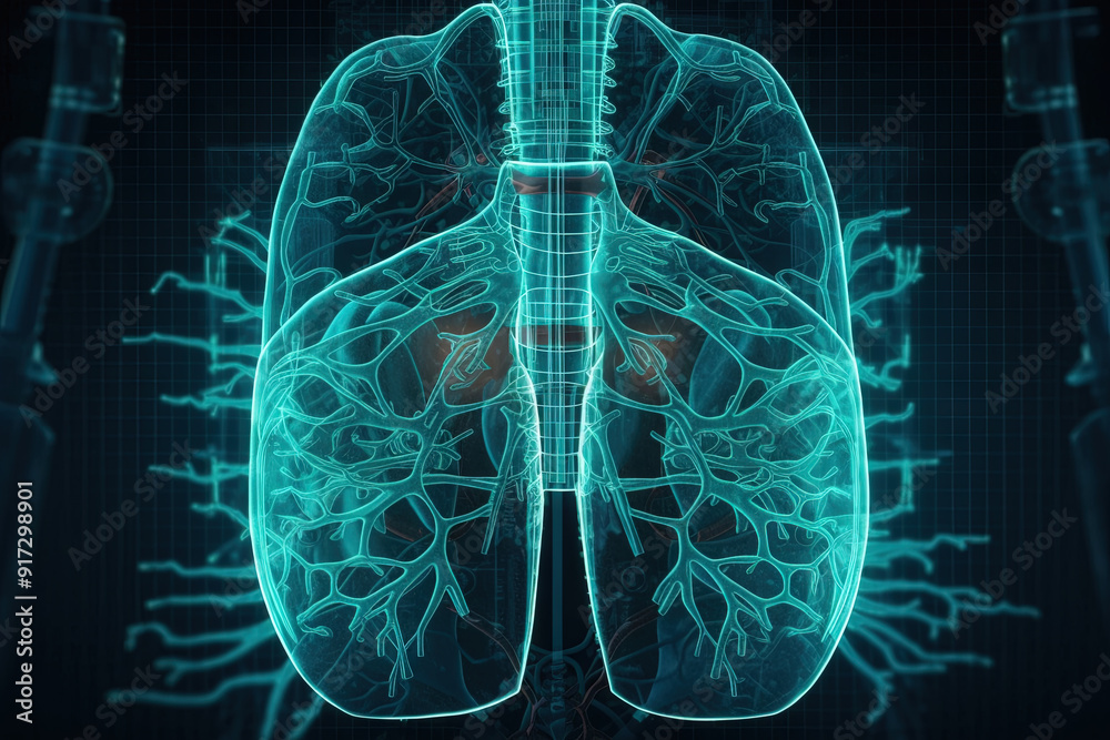 Aufkleber Artificial implant science concept with technological AI lungs on the circuit board.
