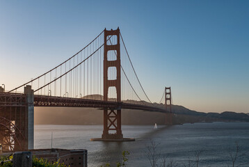 Golden gate bridge San Francisco view at sunset time