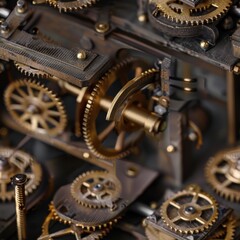 Closeup of intricate clockwork mechanism.