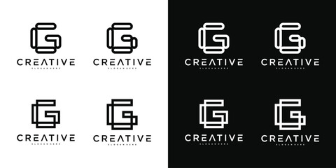 Set of abstract letter G logo design template. Premium Vector