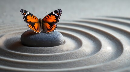 Fototapeta na wymiar Red and black coloured butterfly on a rock.
