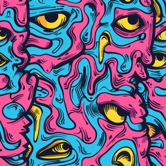 Obraz premium Abstract psychedelic background with eyes.