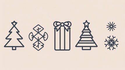 Elegant Minimalist Christmas Icons