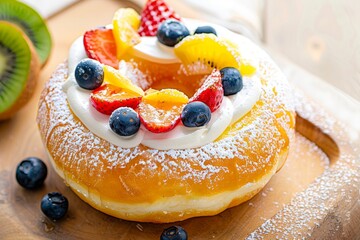 Tasty jam in the bowl, ripe peaches and fresh buns on wooden background close-up. Beautiful simple AI generated image in 4K, unique.