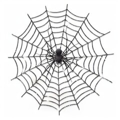 Obraz premium A spider web with a spider, Halloween element, digital illustration, eerie shades, isolated on white background