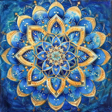 Intricate luxury colorful mandala with arabesque on a dark background.