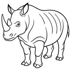 Detailed Line Art of a Rhinoceros