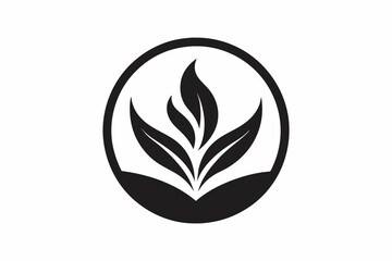  Vector design of a minimalist stylized leaf circle logo spa  on white background