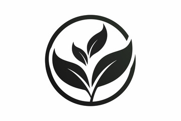  Vector design of a minimalist stylized leaf circle logo spa  on white background
