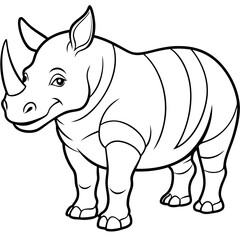 Detailed Line Art of a Rhinoceros