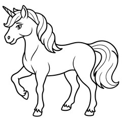 Obraz premium Magical Unicorn Line Art Illustration