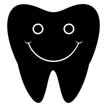 recommend clip art: A simple happy teeth silhouette vector white background