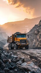 Heavy-Duty Truck Navigating Construction Site Illustrating Suspension System for Heavy Loads