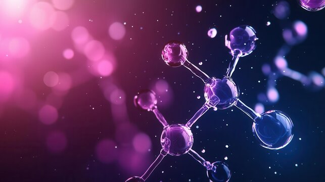 Abstract representation of chemical solution molecules bonding with organic compounds, chemical bonding, organic science concept