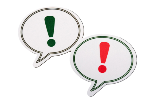 Conceptual symbols representing an argument and disagreement, featuring elements like speech bubbles, exclamation marks, and conflicting arrows, symbolizing debate, conflict, and opposing views.