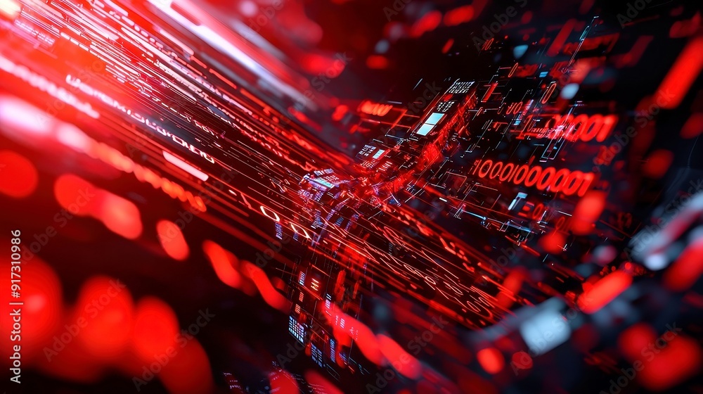 Poster abstract flow of digital binary codes, a mesmerizing wave of data streams, showcasing the fluidity o