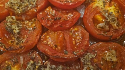 Close-Up of Herb-Seasoned Baked Tomatoes