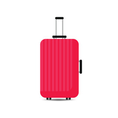 Red suitcase for traveling on a white background,vector illustration.