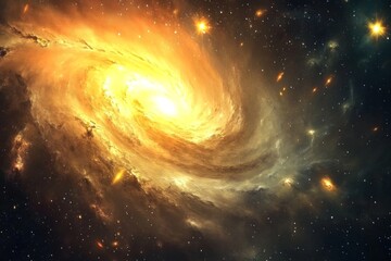 Galactic Whirlpool: A High-Resolution View of a Spiral Galaxy with Bright Stars and Nebulae, Perfect for Space Themed Projects and Astronomical Research.