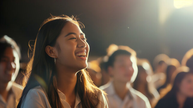 Student Leadership: Student leaders or organizers at events with space for leadership quotes or messages