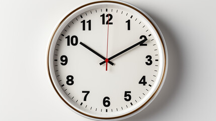 White with Gold Wall Clock Isolated on White
