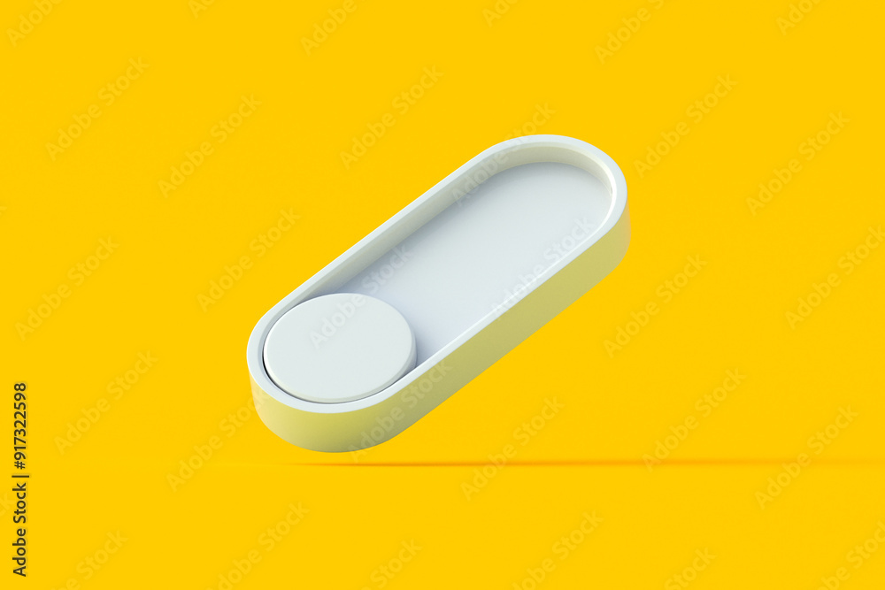 Sticker falling toggle switch on orange background. modern on, off button. user interface elements. 3d rende