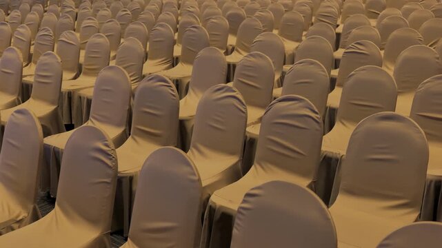 Many chairs arranged in a seminar room, 3 clips, 3 camera angles