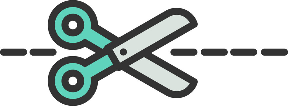 recommend clip art: Scissors in a horizontal position for cutting paper. Graphic resource for artwork, design, collage, creative stationery. Editable cartoon-style EPS vector. Flat illustration.