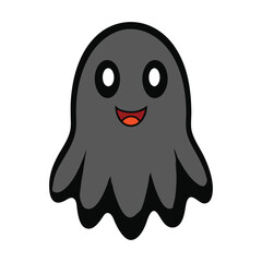 Obraz premium Cute Black Ghost Halloween Vector Illustration