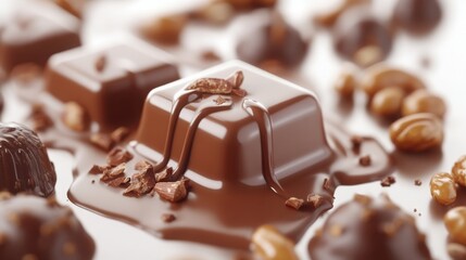 3D chocolate with nuts on white