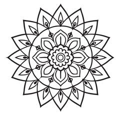 abstract  wild Mandela design pg, adult anti-stress coloring page in line art, floral pattern coloring sheet.