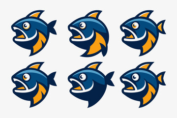 set of icons related mascot fish logo Vector design