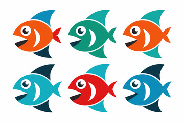 Fototapeta premium set of icons related mascot fish logo Vector design