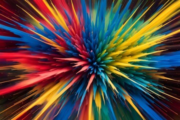 Vibrant color splash abstract photo with dynamic bursts of vivid hues and fluid shapes. Energetic, modern design.