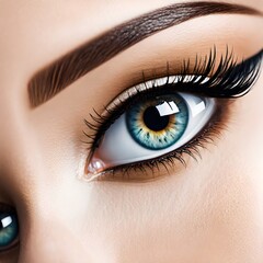 Obraz premium Closeup image of female eye with long eyelashes 