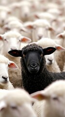 A black sheep among white sheep symbolizes individuality and leadership.