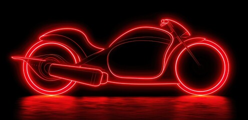 A red neon outline of a motorcycle on a black background.