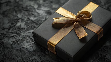 Elegant Black Gift Box with Golden Ribbon