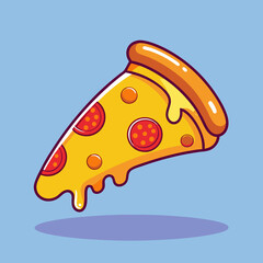 Flying Slice Of Pizza Cartoon Vector Illustration. Fast Food Concept Isolated Vector. Flat Cartoon Style