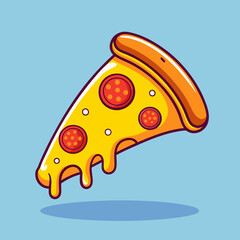 Flying Slice Of Pizza Cartoon Vector Illustration. Fast Food Concept Isolated Vector. Flat Cartoon Style