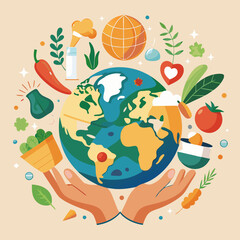 World Food Day Food Around the Shape Food global Food Text
