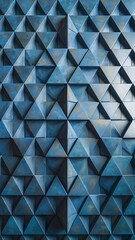 Fototapeta premium 3D Tiles arranged to create a Blue Patina wall. Textured, Triangular Background formed from Polished blocks. 3D Render