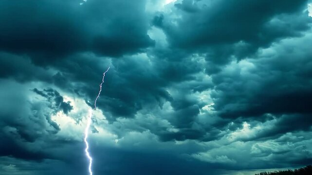 Dramatic storm clouds gathering in turquoise sky