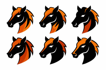 Set of icons related to mascot horse head vector design