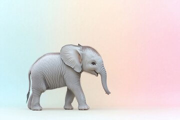 Adorable Baby Elephant on Pastel Background for Children's and Animal-Themed Designs