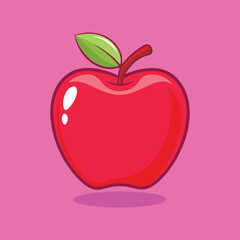 Cartoon Vector Icon of an Apple Fruit Illustration