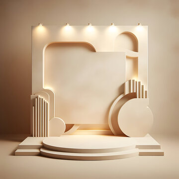 Textured 3D Beige Wall Background Step for Presentation