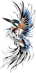 Obraz premium Tribal Kingfisher Tattoo traditional tattoo illustration