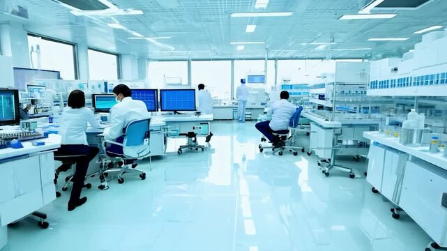 Researchers conduct experiments in a state-of-the-art laboratory during the afternoon hours