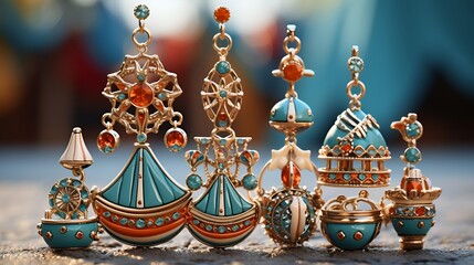 Obraz premium A collection of vibrant earrings displayed on a table.